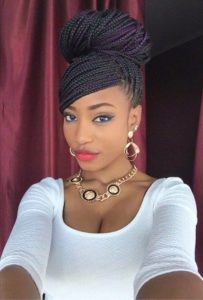 Classy Updo Box Braids with Color
