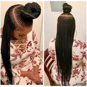 micro cornrows with topknot