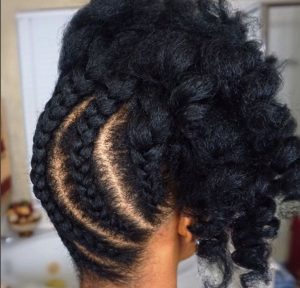 cornrows with side-swept curls