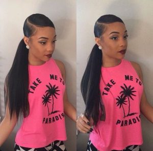 side part sew in ponytail