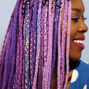 multicolored purple yarn braids