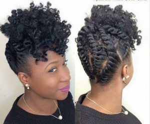 flat twisted updo with curls