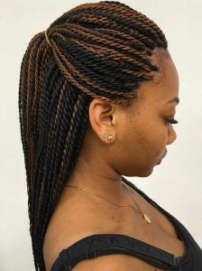 skinny rope twists with brown highlights