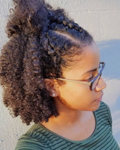 Half Up Half Down Braid Out With Cornrows