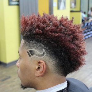 Red Frohawk With Shaved Design