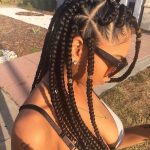 Triangle Box Braids With Gold Beads
